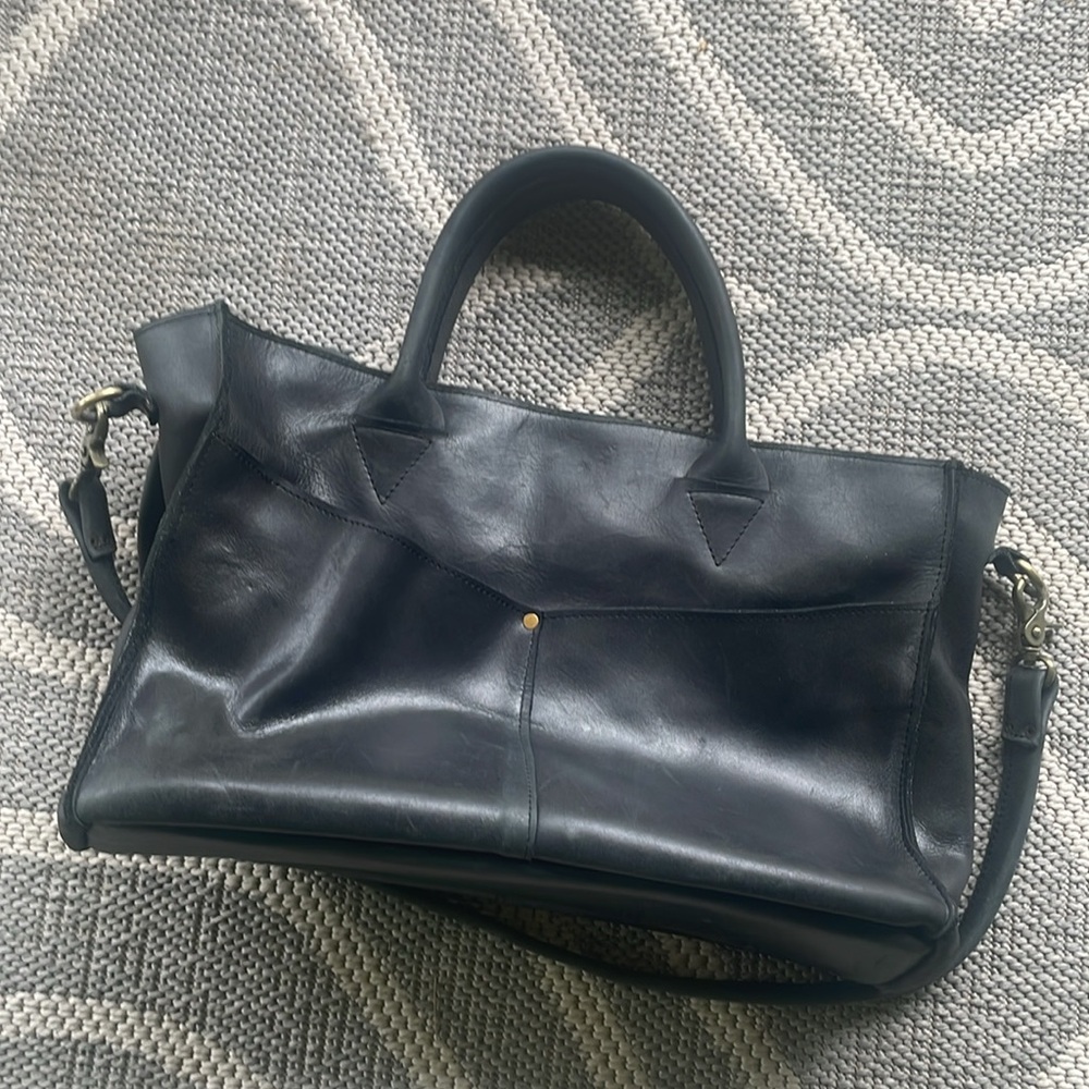 Raven + Lily Karem bag oiled leather satchel tote black charcoal - Picture 4 of 11